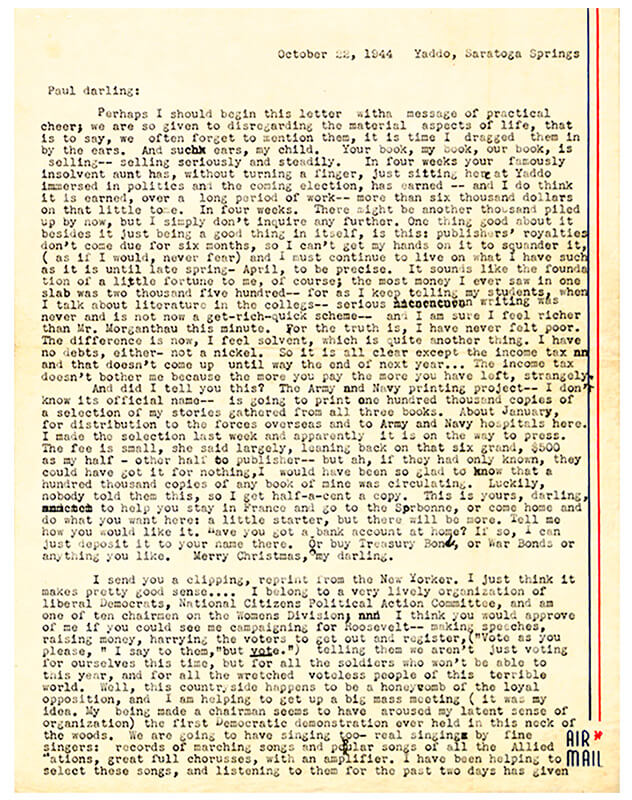 Katherine Anne Porter letter