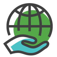 Illustration of a hand holding a globe