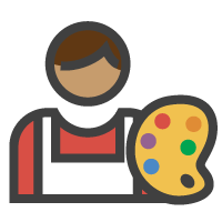 Illustration of artist with paint
