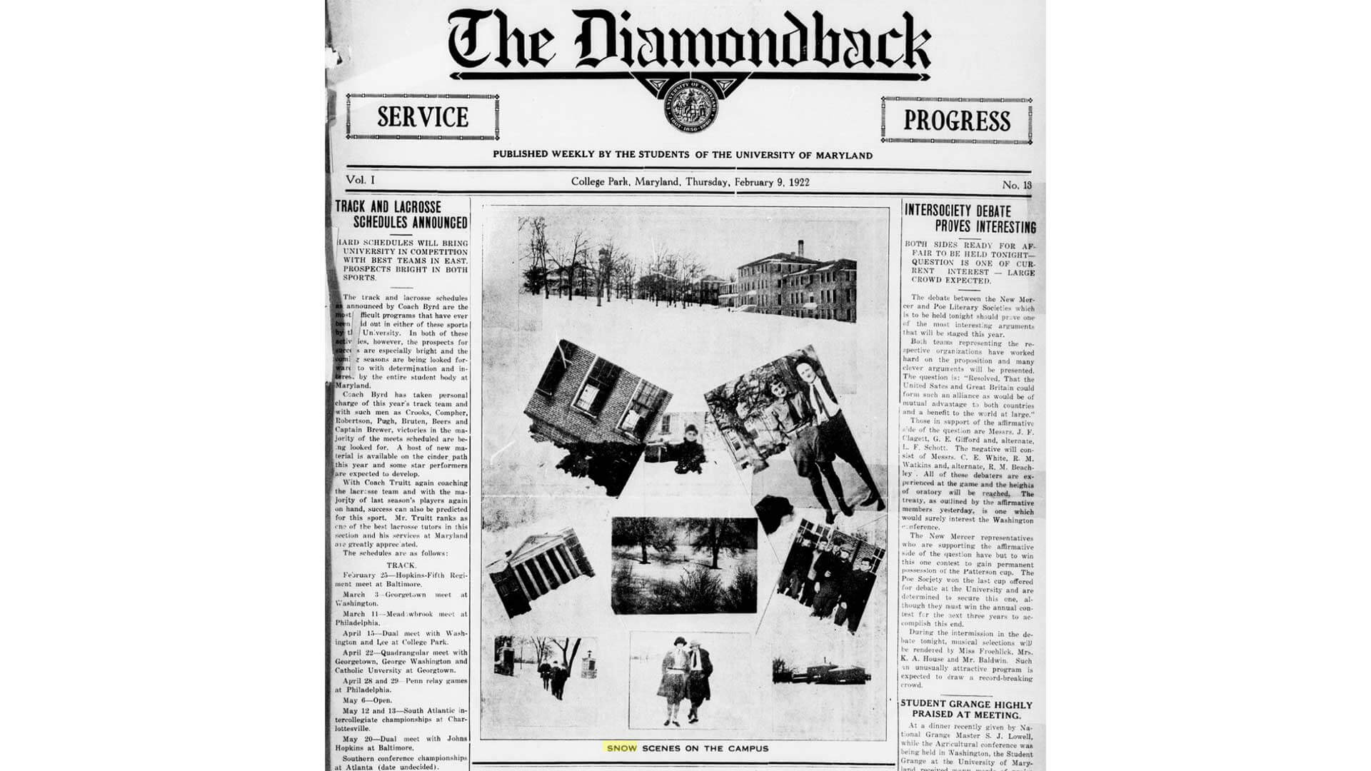 Diamondback collage of 1922 snow pictures