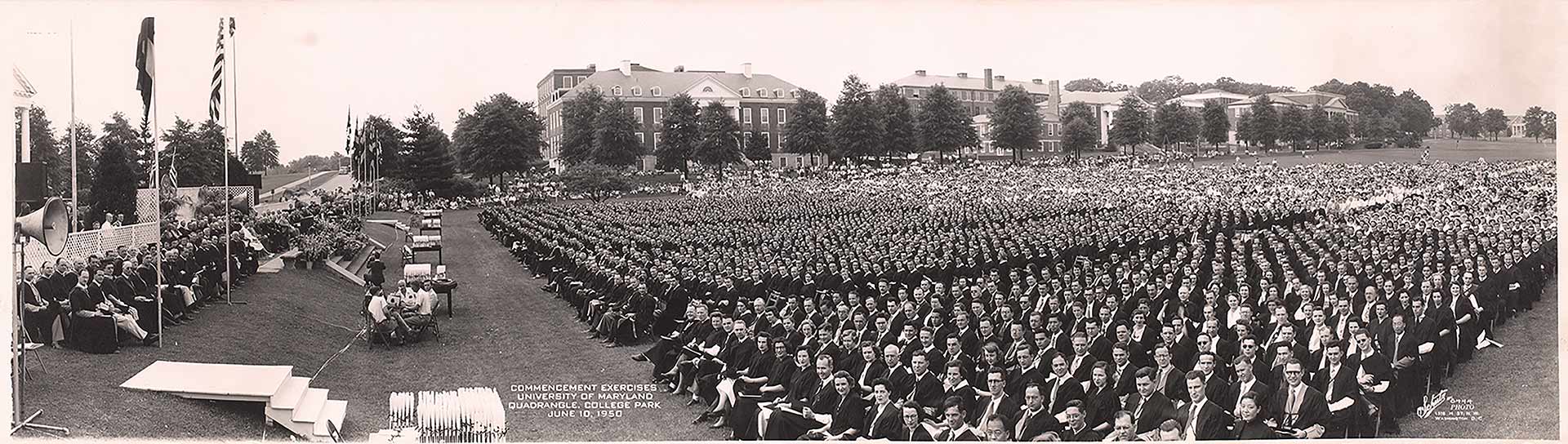 1950 commencement on McKeldin Mall