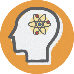 Illustration of atom in person's head