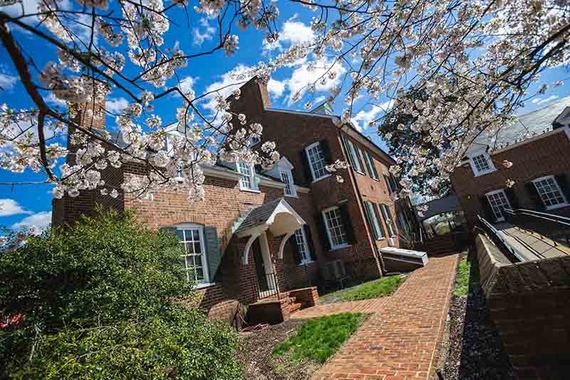 The centuries have been kind to historic Rossborough Inn, decorated by spring blossoms.