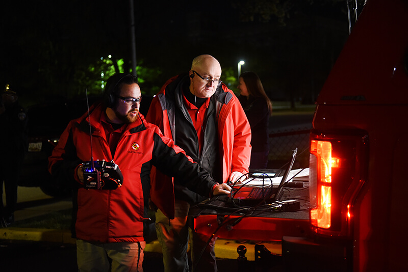 Henderson and Pucciarella work Baltimore drone delivery flight in 2019