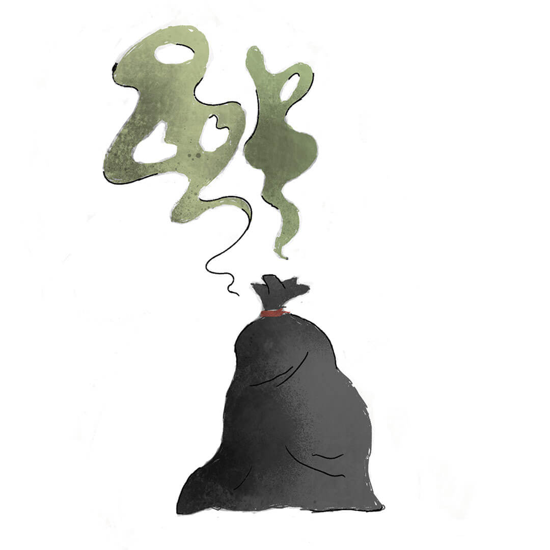 Smelly garbage bag