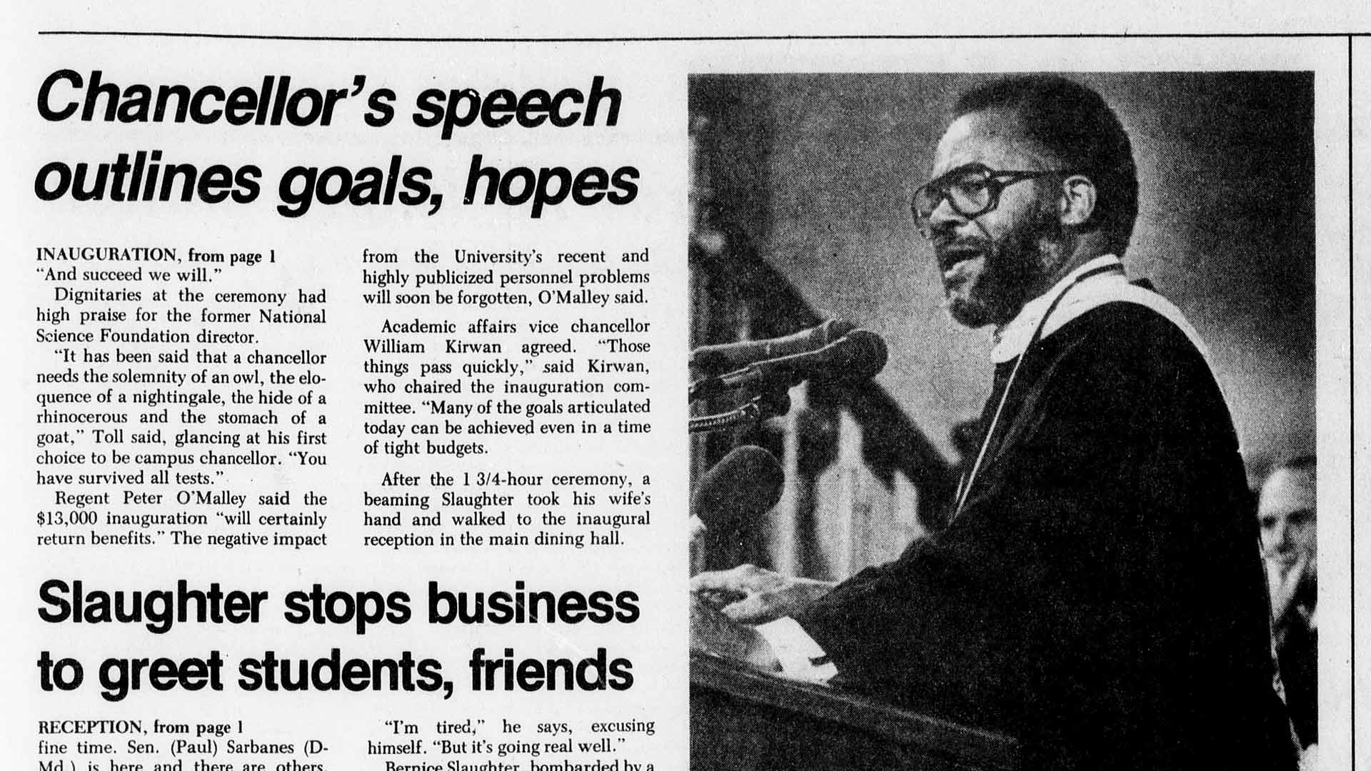 John B. Slaughter speaks at his inauguration ceremony