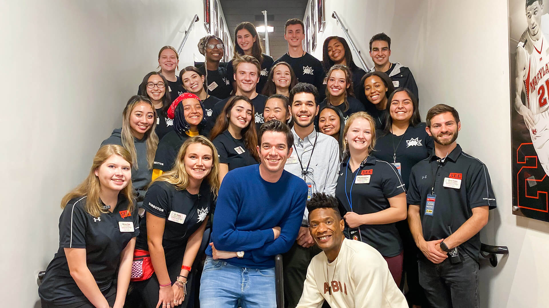 John Mulaney poses with SEE directors
