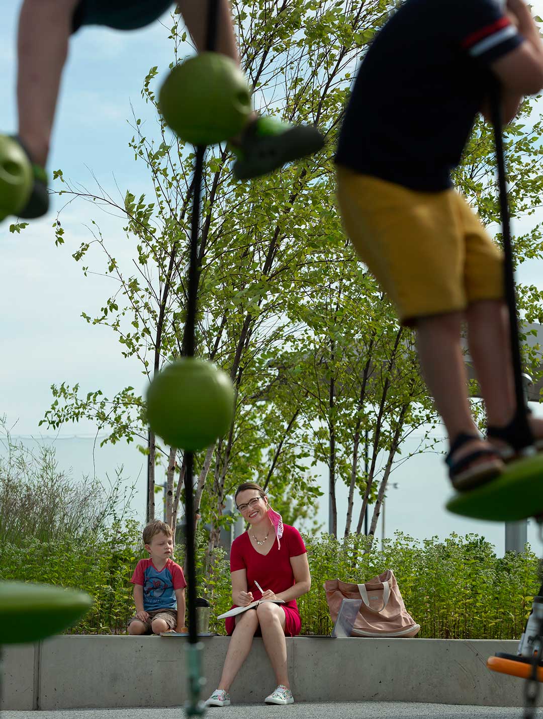 Nicole Coomber at a playground with her kids