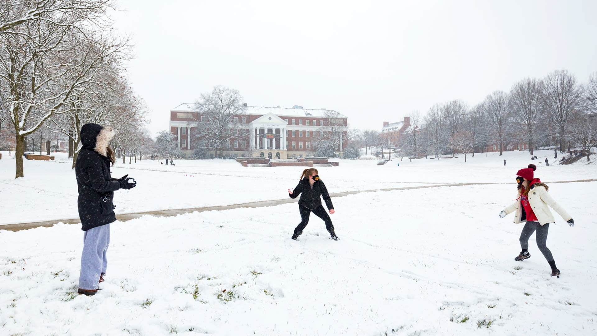 Snowball fight on McKeldin Mall