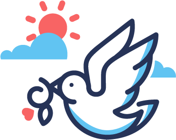 Illustration of a dove and a sun