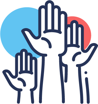 Illustration of hands being raised